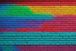 Rainbow Brick Wall Background, Rainbow Wall Background, Brick Wall Background, Wall Background, Brick Background, Brick Wall Texture Background, AI Generative photo