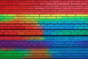 Rainbow Brick Wall Background, Rainbow Wall Background, Brick Wall Background, Wall Background, Brick Background, Brick Wall Texture Background, AI Generative photo