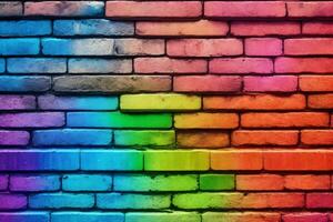 Rainbow Brick Wall Background, Rainbow Wall Background, Brick Wall Background, Wall Background, Brick Background, Brick Wall Texture Background, AI Generative photo