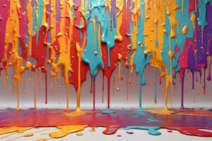 Dripping Paint Texture, Colorful Dripping Paint Background, Paint Dripping Wallpaper, Dripping Ink Background, Ai Generative photo