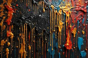 Dripping Paint Texture, Colorful Dripping Paint Background, Paint Dripping Wallpaper, Dripping Ink Background, Ai Generative photo