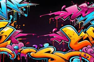 Graffiti Frame Background, Graffiti Border, Graffiti Frame, Graffiti background, Graffiti Art, Graffiti Wallpaper, AI Generative photo