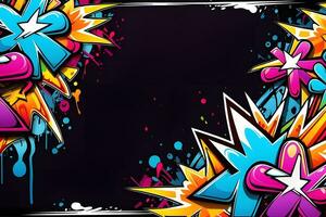 Graffiti Frame Background, Graffiti Border, Graffiti Frame, Graffiti background, Graffiti Art, Graffiti Wallpaper, AI Generative photo