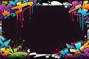 Graffiti Frame Background, Graffiti Border, Graffiti Frame, Graffiti background, Graffiti Art, Graffiti Wallpaper, AI Generative photo