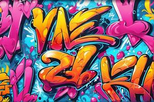 Graffiti Wallpaper, Graffiti Background, Graffiti Pattern, Street art background, graffiti art, graffiti Design, Graffiti Paint, AI Generative photo