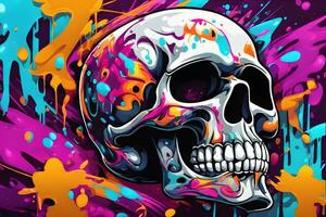 Skull Graffiti Background, Skull Graffiti Wallpaper, Skull Graffiti Pattern, Graffiti background, Graffiti Art, Graffiti Wallpaper, AI Generative photo