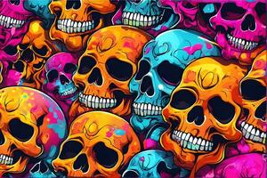 cráneo pintada fondo, cráneo pintada fondo de pantalla, cráneo pintada patrón, pintada fondo, pintada arte, pintada fondo de pantalla, ai generativo foto