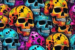 Skull Graffiti Background, Skull Graffiti Wallpaper, Skull Graffiti Pattern, Graffiti background, Graffiti Art, Graffiti Wallpaper, AI Generative photo