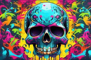 Skull Graffiti Background, Skull Graffiti Wallpaper, Skull Graffiti Pattern, Graffiti background, Graffiti Art, Graffiti Wallpaper, AI Generative photo