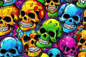 Skull Graffiti Background, Skull Graffiti Wallpaper, Skull Graffiti Pattern, Graffiti background, Graffiti Art, Graffiti Wallpaper, AI Generative photo