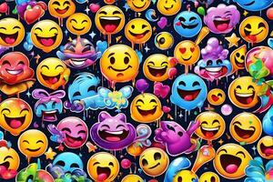 Emoji Graffiti Wallpaper, Emoji Graffiti Background, Emoji Graffiti Pattern, Graffiti background, Graffiti Art, Graffiti Wallpaper, AI Generative photo