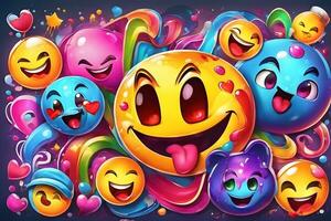 Emoji Graffiti Wallpaper, Emoji Graffiti Background, Emoji Graffiti Pattern, Graffiti background, Graffiti Art, Graffiti Wallpaper, AI Generative photo