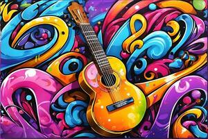 Music Graffiti Wallpaper, Graffiti Background, Music Graffiti Pattern, Music Graffiti background, Music Graffiti Art, Music Graffiti Paint, AI Generative photo