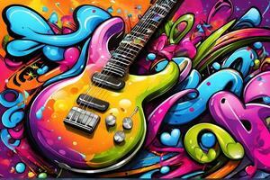 Music Graffiti Wallpaper, Graffiti Background, Music Graffiti Pattern, Music Graffiti background, Music Graffiti Art, Music Graffiti Paint, AI Generative photo