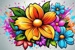 Flower Graffiti Wallpaper, Graffiti Background, Floral Graffiti Pattern, Flower Graffiti background, Flower Graffiti Art, Floral Graffiti Paint, AI Generative photo