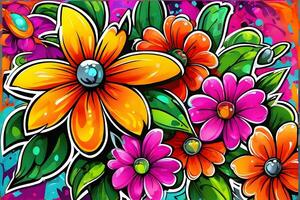 flor pintada fondo de pantalla, pintada fondo, floral pintada patrón, flor pintada fondo, flor pintada arte, floral pintada pintar, ai generativo foto