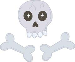 A hand-drawn illustration of a skull and bones for Halloween. Vector illustration of a skull and bones on a transparent background.