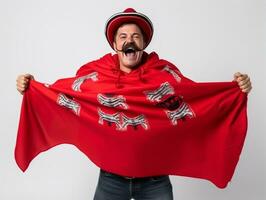 mexicano hombre en emocional actitud en blanco antecedentes ai generativo foto