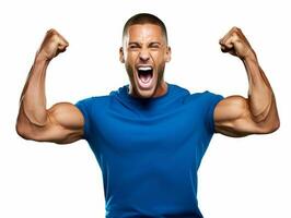 mexicano hombre en emocional actitud en blanco antecedentes ai generativo foto