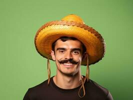 Mexican man in playful pose on solid background AI Generative photo