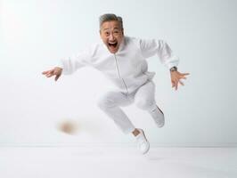 40 year old asian man in playful pose on white background AI Generative photo