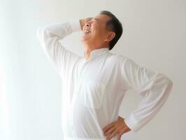 40 year old asian man in playful pose on white background AI Generative photo