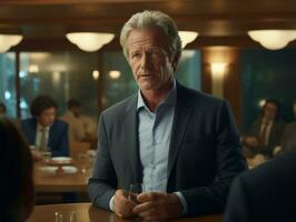 Man in a business meeting leading with confidence AI Generative photo