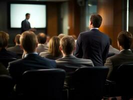 Man in a business meeting leading with confidence AI Generative photo