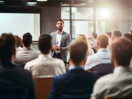 Man in a business meeting leading with confidence AI Generative photo