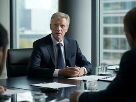 Man in a business meeting leading with confidence AI Generative photo