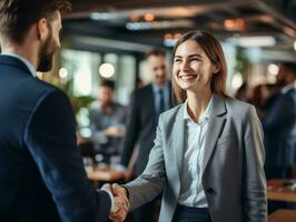 woman in a business meeting leading with confidence AI Generative photo