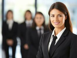 woman in a business meeting leading with confidence AI Generative photo