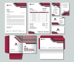 Corporate Brand Identity Mockup set with digital elements. Editable vector. Business card, Id card, Invoice, Letterhead, Envelope, and File Folder. vector