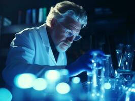 Male scientist conducting experiments in a high tech lab AI Generative photo