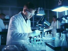 Male scientist conducting experiments in a high tech lab AI Generative photo
