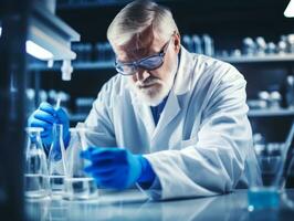 Male scientist conducting experiments in a high tech lab AI Generative photo
