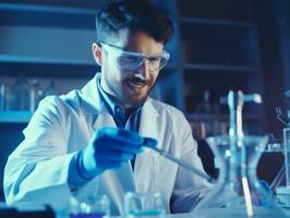 Male scientist conducting experiments in a high tech lab AI Generative photo