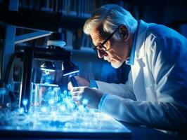 Male scientist conducting experiments in a high tech lab AI Generative photo