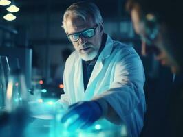Male scientist conducting experiments in a high tech lab AI Generative photo