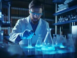 Male scientist conducting experiments in a high tech lab AI Generative photo