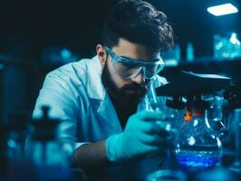 Male scientist conducting experiments in a high tech lab AI Generative photo