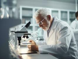 Male scientist conducting experiments in a high tech lab AI Generative photo