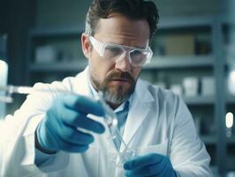 Male scientist conducting experiments in a high tech lab AI Generative photo