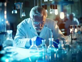 Male scientist conducting experiments in a high tech lab AI Generative photo
