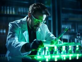 Male scientist conducting experiments in a high tech lab AI Generative photo
