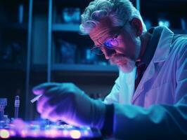 Male scientist conducting experiments in a high tech lab AI Generative photo