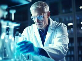 Male scientist conducting experiments in a high tech lab AI Generative photo