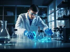 Male scientist conducting experiments in a high tech lab AI Generative photo