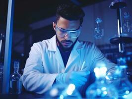 Male scientist conducting experiments in a high tech lab AI Generative photo