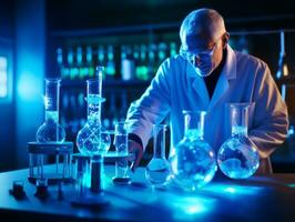 Male scientist conducting experiments in a high tech lab AI Generative photo